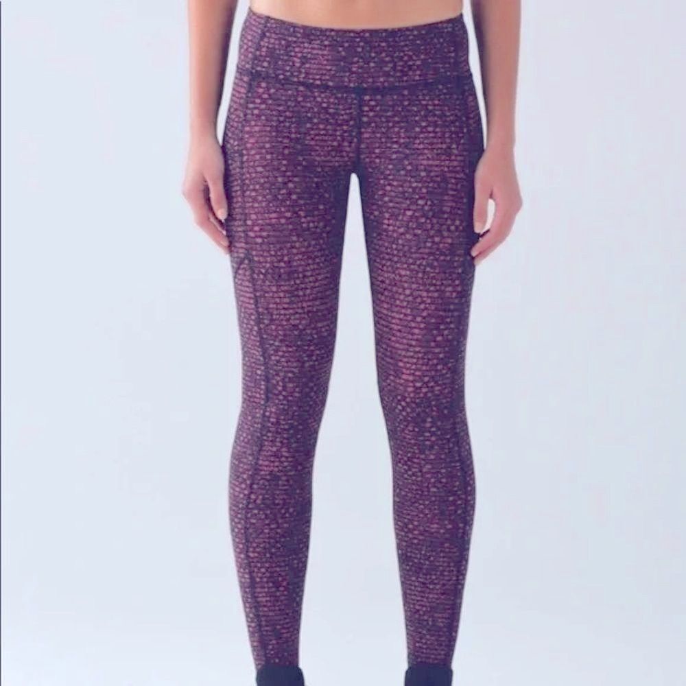 Lululemon‎ Speed Tight V Shatter Weave Dust Coral Plum workout leggings